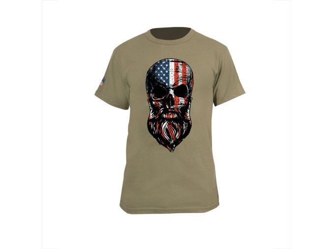 Triko motiv USA vousatá lebka COYOTE BROWN (velikost 3XL)