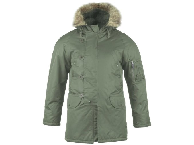 Bunda US pilotní N-3B BASIC dlouhá ZELENÁ (velikost 3XL)