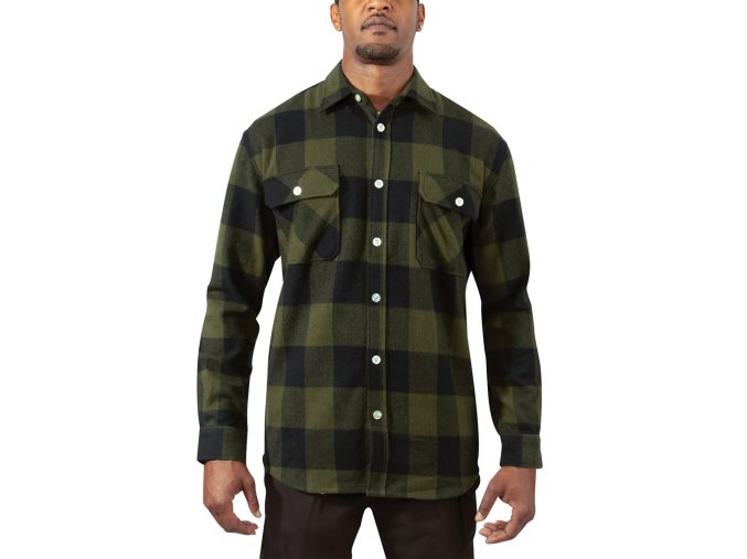Košile dřevorubecká FLANNEL kostkovaná OLIVE DRAB (velikost 3XL)