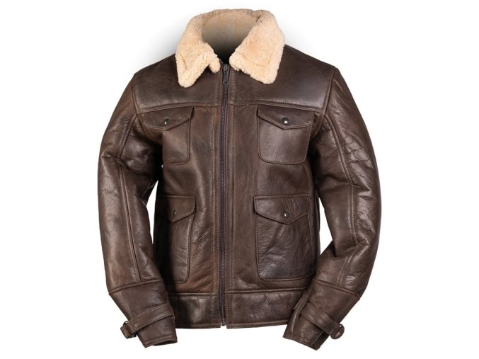 Bunda kožená US NAVY A4 SHEEPSKIN HNĚDÁ (velikost 3XL)