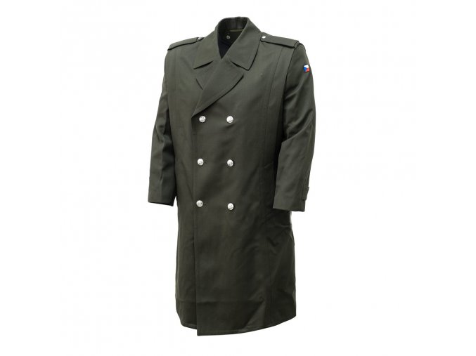 Kabát plášť vycházkový 97 AČR s vložkou stříbrné knoflíky ZELENÝ