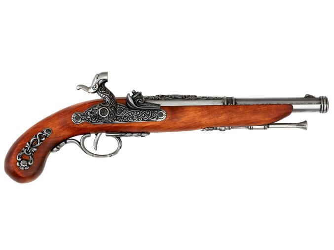 Replika pistole perkusní, soubojová, nikl Francie 1832