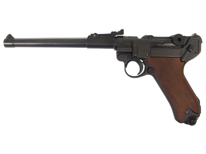 Replika pistole Parabellum Luger P08, Artillery, dřevo, Německo 1898