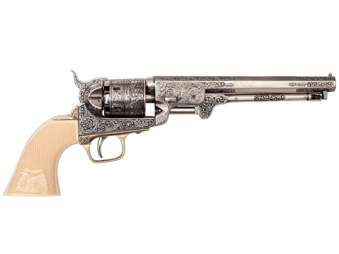 Replika revolver Colt Navy, nikl, rytina, USA 1851