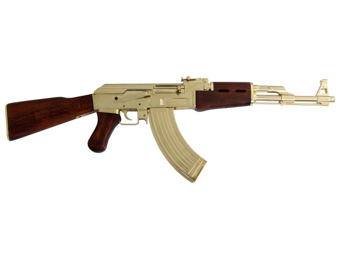 Replika samopal AK-47 Kalašnikov, imitace zlata, Rusko 1947