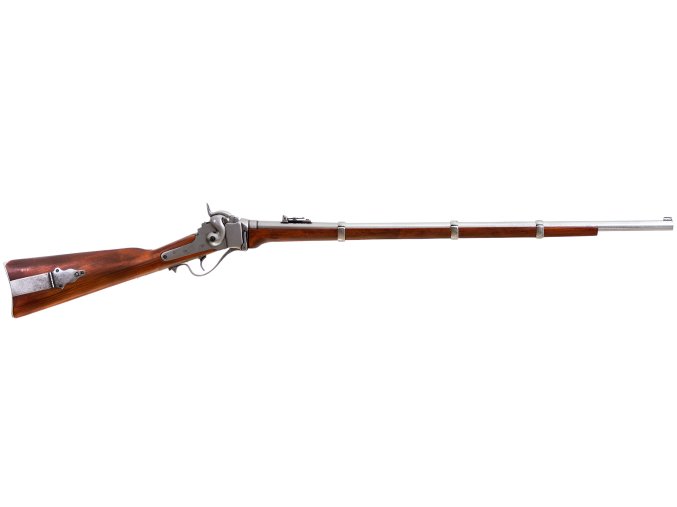 Replika puška perkusní, Sharps, nikl, USA 1859