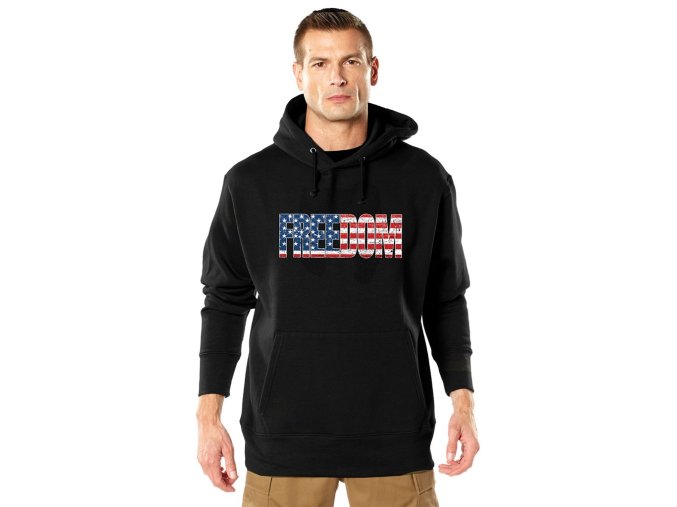 Mikina FREEDOM US vlajka s kapucí ČERNÁ (velikost 3XL)