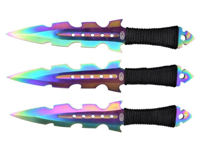 Nůž SCK Rainbow Fly, vrhací set 3ks