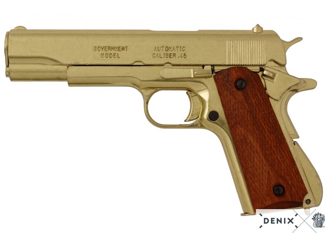 Replika pistole Colt 1911 A1 gold, wood