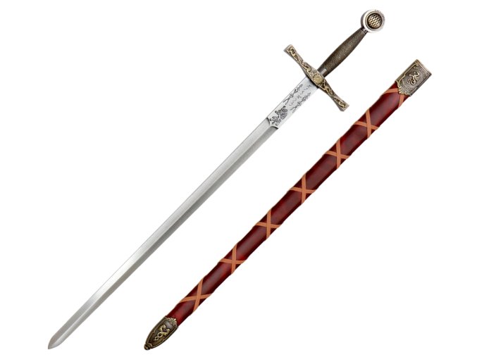 Replika Meč Excalibur s rudou pochvou, král Artuš