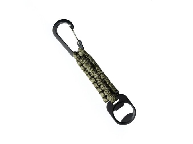 Klíčenka PARACORD s karabinou a otvírákem na láhve ZELENÁ