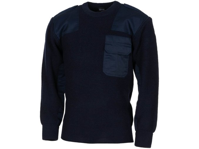 Svetr BW s náprsní kapsou a nárameníky MODRÝ