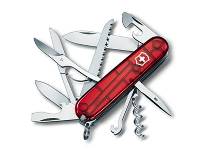 Nůž kapesní HUNTSMAN 91mm ČERVENÝ transparentní