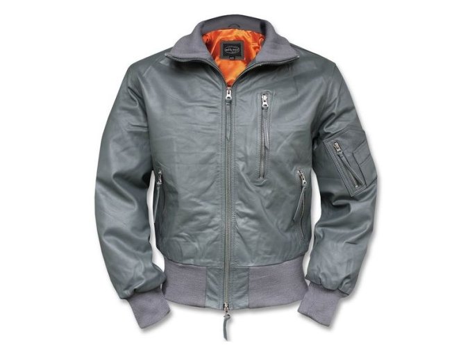 Bunda kožená BW AVIATOR ŠEDÁ