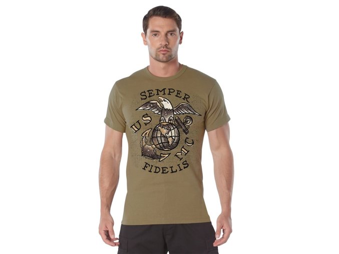 Triko USMC SEMPER FIDELIS COYOTE