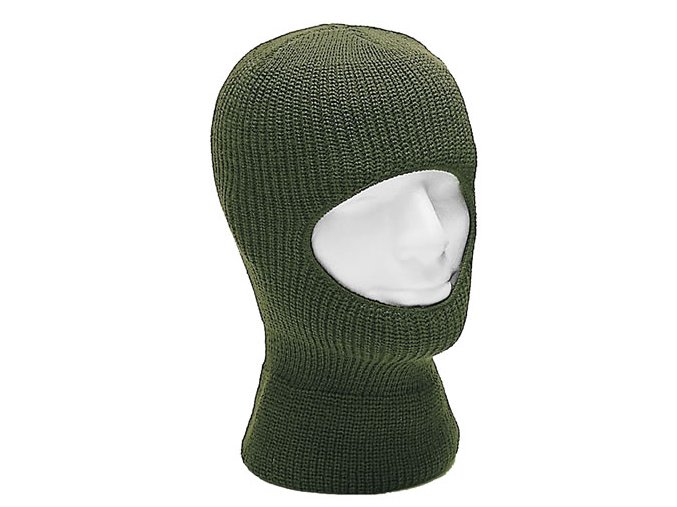 Kukla BALACLAVA pletená s jedním otvorem ZELENÁ
