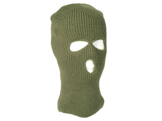 Kukla BALACLAVA pletená se 3 otvory ZELENÁ