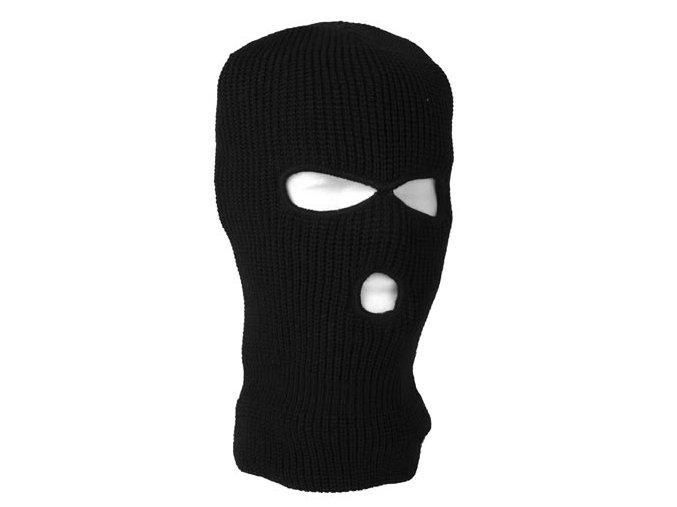 Kukla BALACLAVA pletená se 3 otvory ČERNÁ