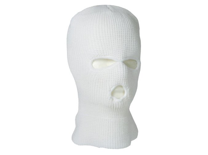 Kukla BALACLAVA pletená se 3 otvory BÍLÁ