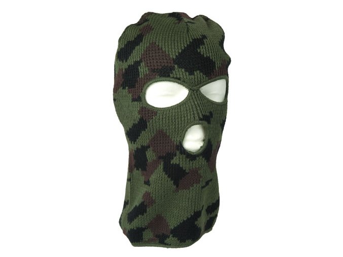 Kukla BALACLAVA pletená se 3 otvory WOODLAND