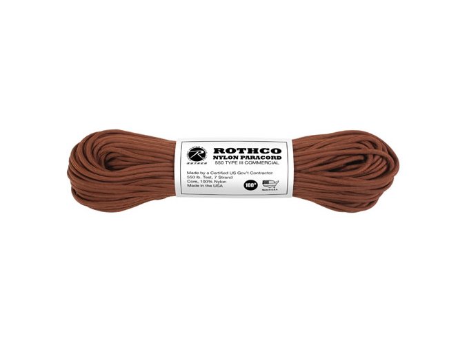 Šňůra PARACORD nylon 550LB ø 4 mm / 30 m HNĚDÁ