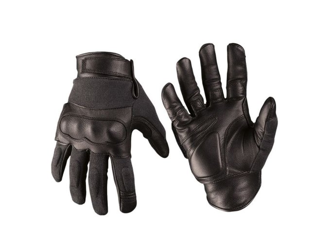 Rukavice TACTICAL kůže/aramid ČERNÉ