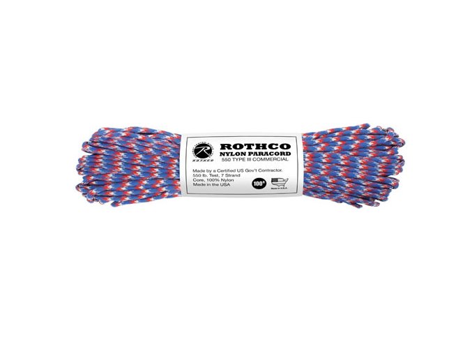 Šňůra PARACORD nylon 550LB ø 4 mm / 30 m MODRO-ČERVENO-BÍLÁ