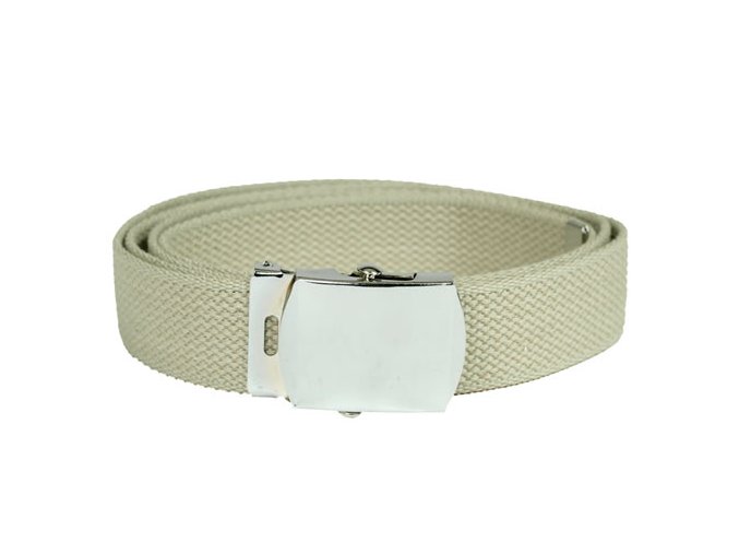 Opasek US kalhotový se stříbrnou sponou KHAKI dl.130cm
