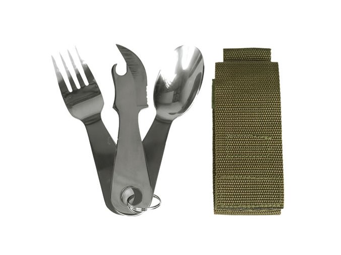 Příbor STEEL s kroužkem a obalem ZELENÝ