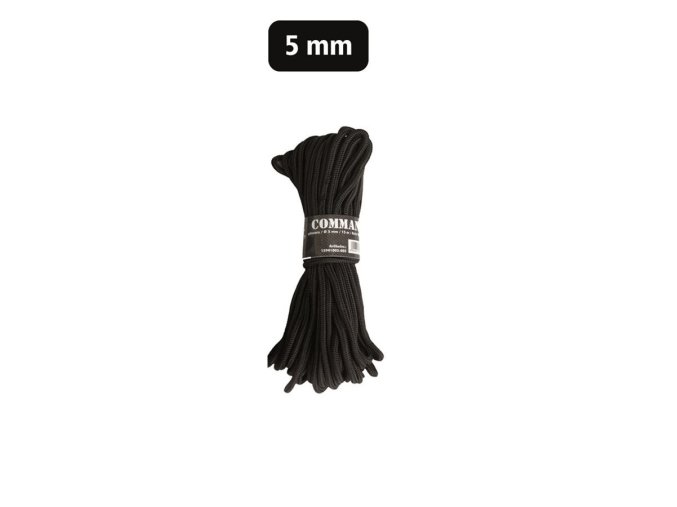 Šňůra COMMANDO pomocná 5 mm / 15 m ČERNÁ