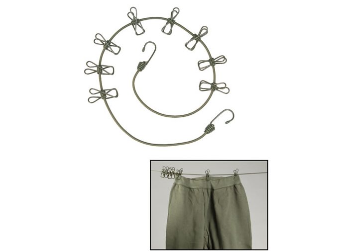 Šňůra na prádlo ZELENÁ + 8 kolíčků