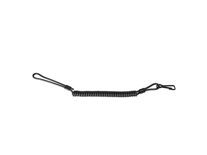 Kabel (telefonní) s karabinou bezpečnostní ke zbrani ČERNÝ