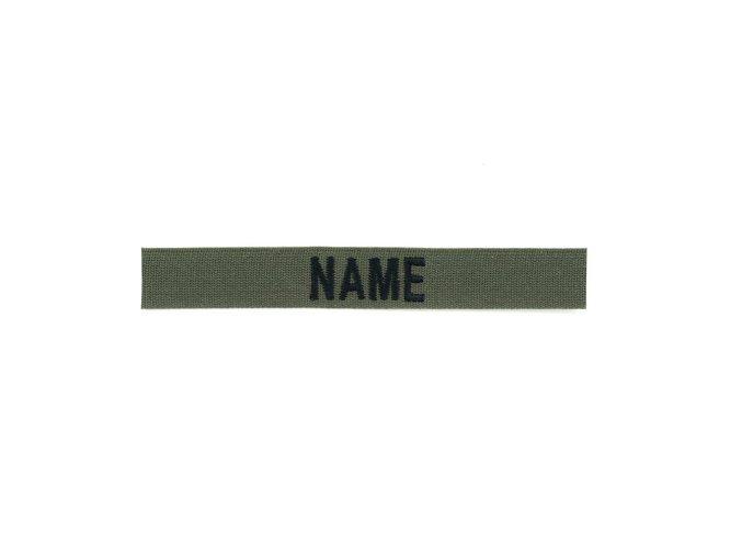 Nášivka jmenovka "NAME" černá nit OLIV