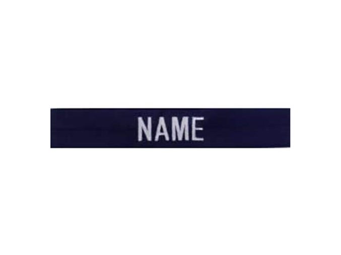 Nášivka jmenovka 3x "NAME" stríbrná niť MODRÁ