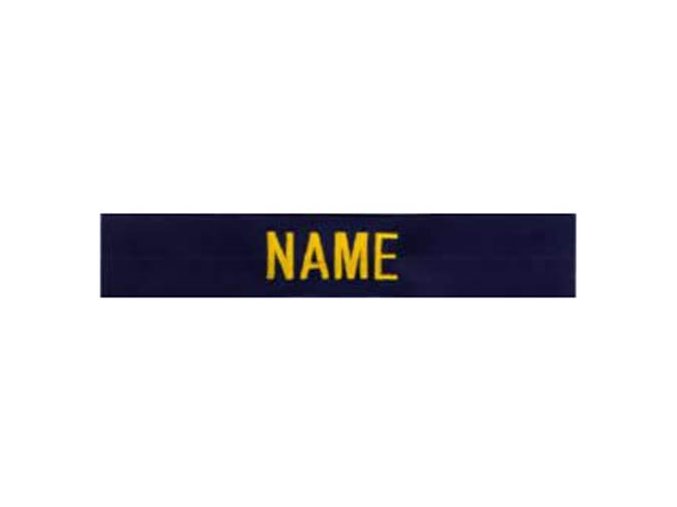 Nášivka jmenovka 3x "NAME" zlatá niť MODRÁ