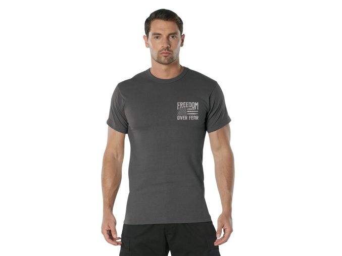 Triko FREEDOM OVER FEAR ŠEDÉ
