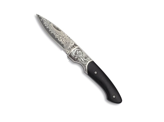 Nůž zavírací BLACK WOOD čepel DAMAŠEK
