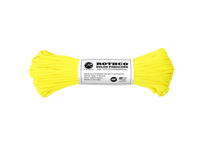 Šňůra PARACORD nylon 550LB ø 4 mm / 30 m REFLEXNÍ ŽLUTÁ