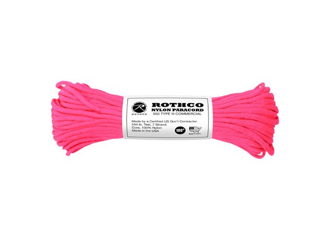 Šňůra PARACORD nylon 550LB ø 4 mm / 30 m REFLEXNÍ RŮŽOVÁ