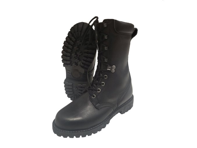 Boty kožené vysoké FRANCOUZSKÉ GORE-TEX ČERNÉ