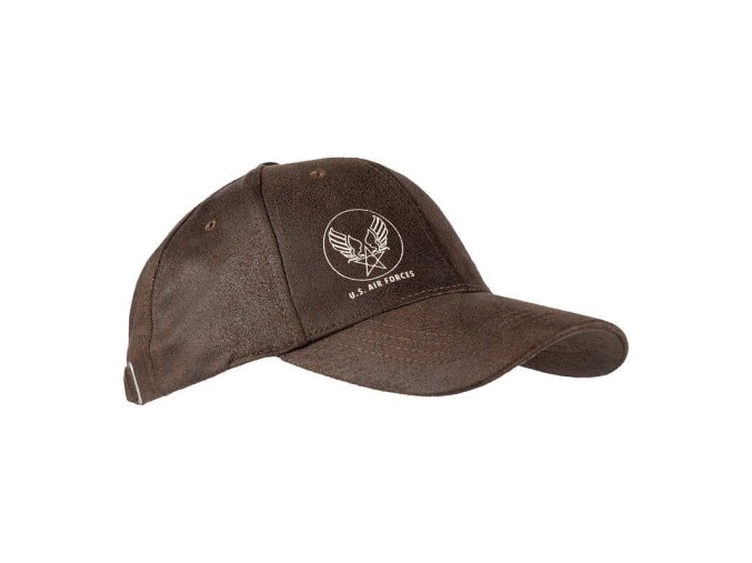 Čepice baseball U.S. AIR FORCE kožený vzhled HNĚDÁ