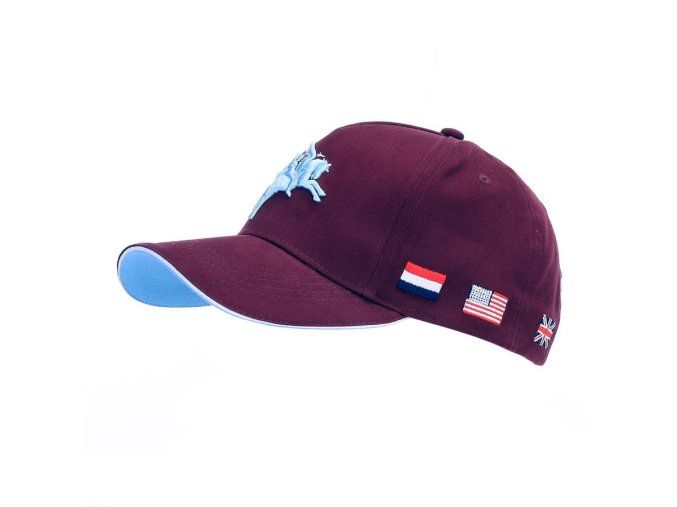 Čepice baseball PEGASUS s vlajkami po obvodu VÍNOVÁ