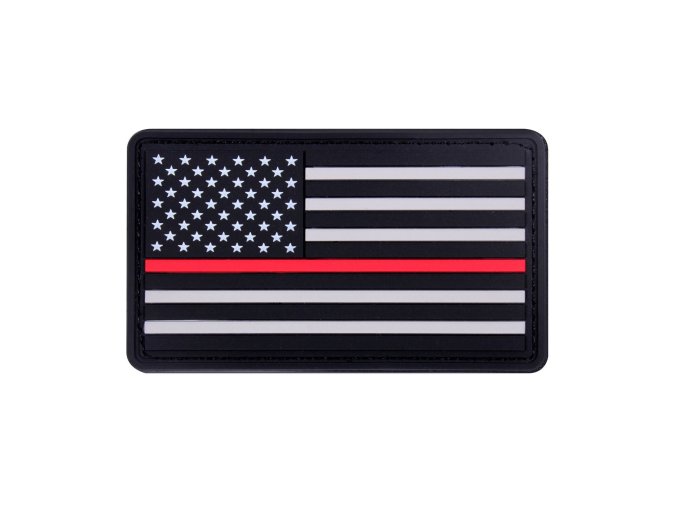 Nášivka USA vlajka ČERVENÁ linka plast VELCRO