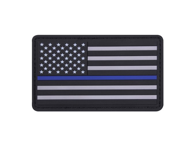 Nášivka USA vlajka MODRÁ linka plast VELCRO