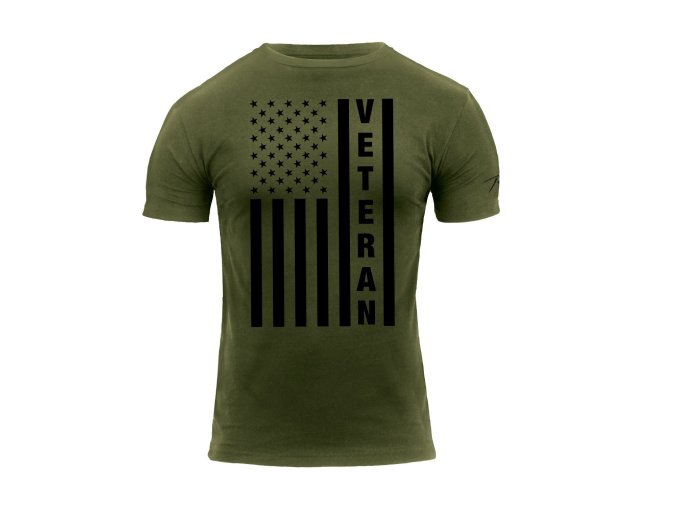 Triko VETERAN s US vlajkou ZELENÉ
