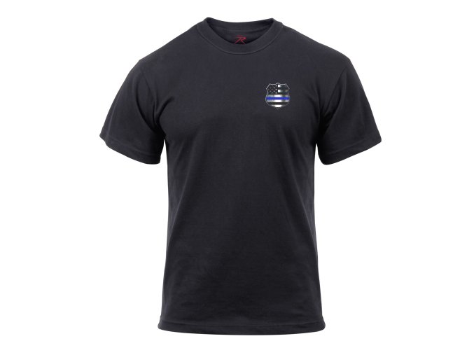 Triko THIN BLUE LINE US odznak vlajka ČERNÉ