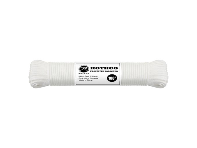 Šňůra PARACORD polyester 550LB ø 4 mm / 30 m BÍLÁ