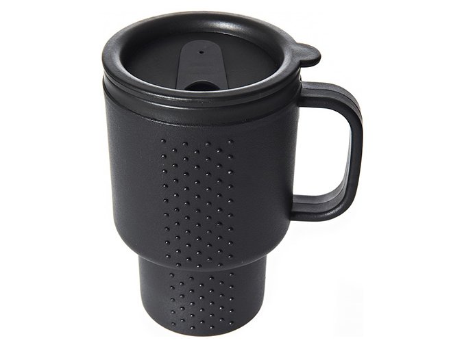 Hrnek termo dvouplášťový plastový s rukojetí 400ml ČERNÝ