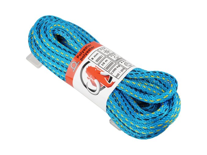 Lano paraloc ø 8 mm / 10 m (1200kg) modrožlutočerné