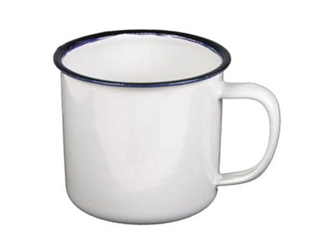 Hrnek 0,3 l průměr 8 cm smalt BÍLÝ černý lem